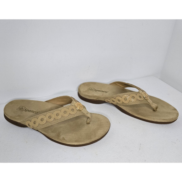 Spenco Sandals Womens 8.5 D Tierra Flip Flops Thong Slip On Tan Comfort Shoes - Picture 6 of 9